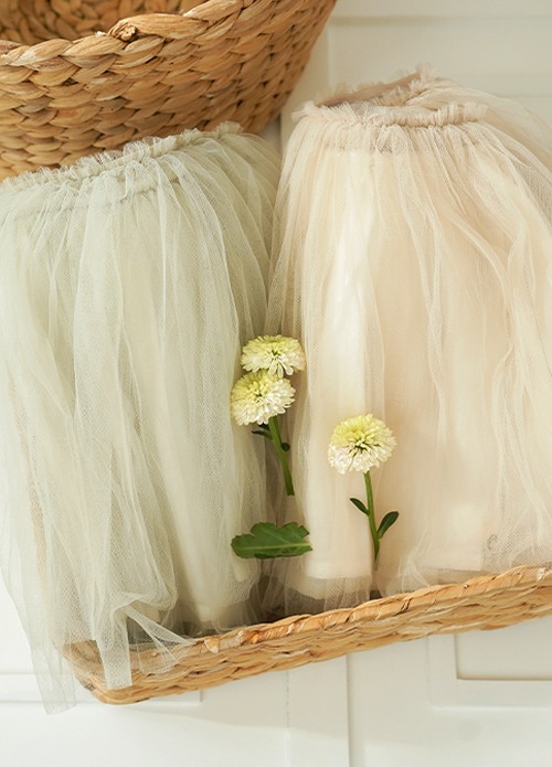 ARIMCLOSET, 부드러운 솜사탕 한입 - beige, olive sweet baby tutu skirt